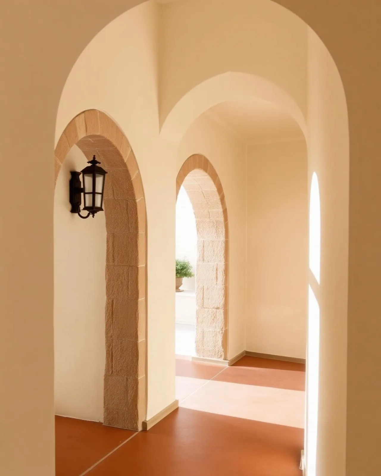 Galería de una casa boutique con arcos y luz natural